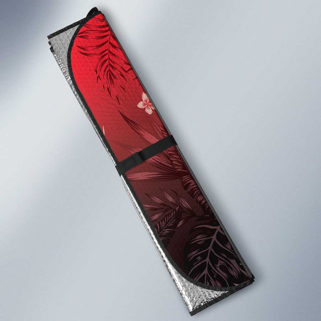 Polynesia Hammerhead Shark Auto Sun Shade Red Tribal Pattern With Plumeria LT05 - Polynesian Pride