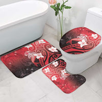 Polynesia Hammerhead Shark Bathroom Set Red Tribal Pattern With Plumeria LT05 - Polynesian Pride