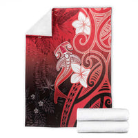 Polynesia Hammerhead Shark Blanket Red Tribal Pattern With Plumeria LT05 - Polynesian Pride