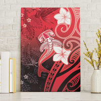 Polynesia Hammerhead Shark Canvas Wall Art Red Tribal Pattern With Plumeria LT05 Without Frame Red - Polynesian Pride