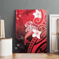 Polynesia Hammerhead Shark Canvas Wall Art Red Tribal Pattern With Plumeria LT05 - Polynesian Pride