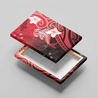 Polynesia Hammerhead Shark Canvas Wall Art Red Tribal Pattern With Plumeria LT05 - Polynesian Pride