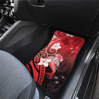 Polynesia Hammerhead Shark Car Mats Red Tribal Pattern With Plumeria LT05 - Polynesian Pride