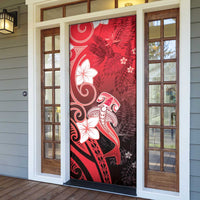 Polynesia Hammerhead Shark Door Cover Red Tribal Pattern With Plumeria LT05 - Polynesian Pride