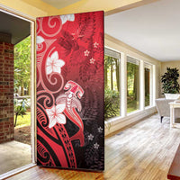 Polynesia Hammerhead Shark Door Cover Red Tribal Pattern With Plumeria LT05 - Polynesian Pride