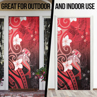 Polynesia Hammerhead Shark Door Cover Red Tribal Pattern With Plumeria LT05 - Polynesian Pride