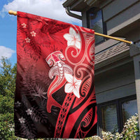 Polynesia Hammerhead Shark Garden Flag Red Tribal Pattern With Plumeria LT05 - Polynesian Pride