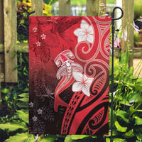 Polynesia Hammerhead Shark Garden Flag Red Tribal Pattern With Plumeria LT05 Garden Flag Red - Polynesian Pride
