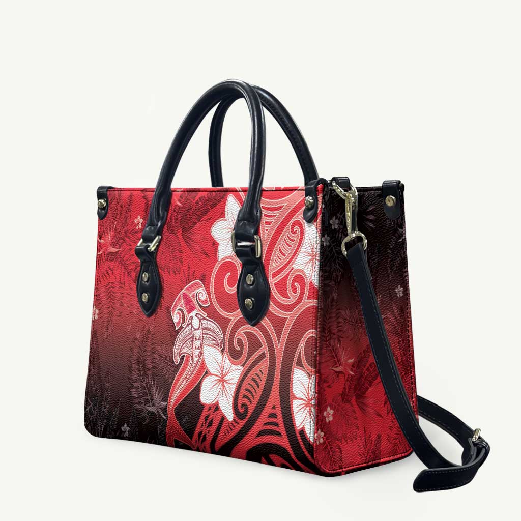 Polynesia Hammerhead Shark Leather Bag Red Tribal Pattern With Plumeria LT05 Red - Polynesian Pride