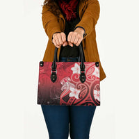 Polynesia Hammerhead Shark Leather Bag Red Tribal Pattern With Plumeria LT05 - Polynesian Pride