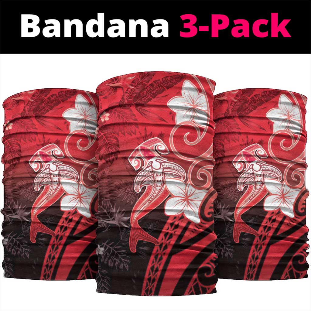 Polynesia Hammerhead Shark Neck Gaiter Red Tribal Pattern With Plumeria LT05 package One Size: 25*50cm Red - Polynesian Pride