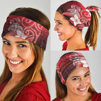 Polynesia Hammerhead Shark Neck Gaiter Red Tribal Pattern With Plumeria LT05 - Polynesian Pride