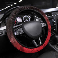 Polynesia Hammerhead Shark Steering Wheel Cover Red Tribal Pattern With Plumeria LT05 Universal Fit Red - Polynesian Pride