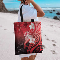 Polynesia Hammerhead Shark Tote Bag Red Tribal Pattern With Plumeria LT05 - Polynesian Pride
