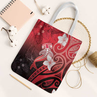 Polynesia Hammerhead Shark Tote Bag Red Tribal Pattern With Plumeria LT05 White Strap One Size Red - Polynesian Pride
