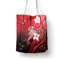 Polynesia Hammerhead Shark Tote Bag Red Tribal Pattern With Plumeria LT05 - Polynesian Pride