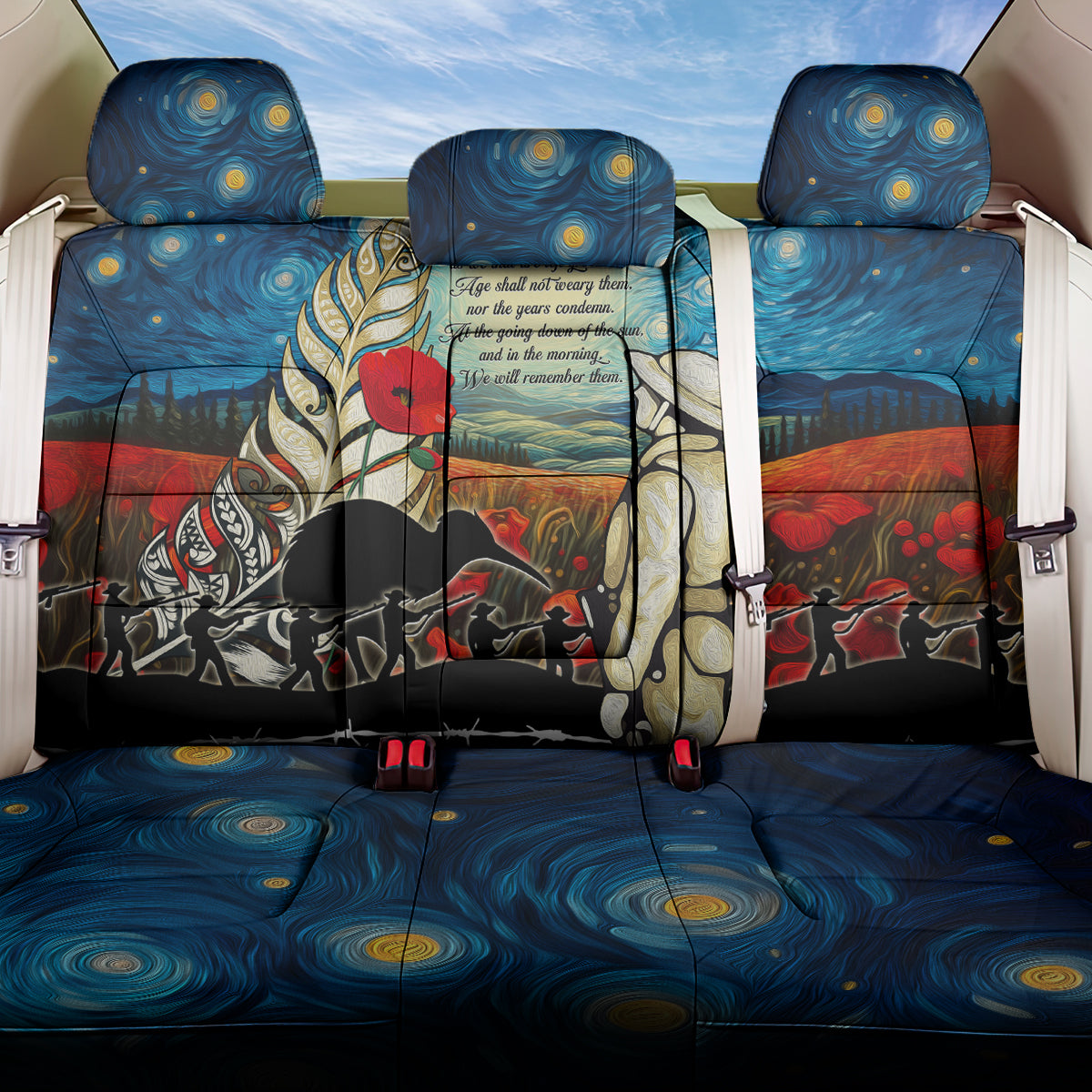 Kei Wareware Tatou New Zealand ANZAC Day Back Car Seat Cover Starry Night Inspo Style LT05 One Size Blue - Polynesian Pride