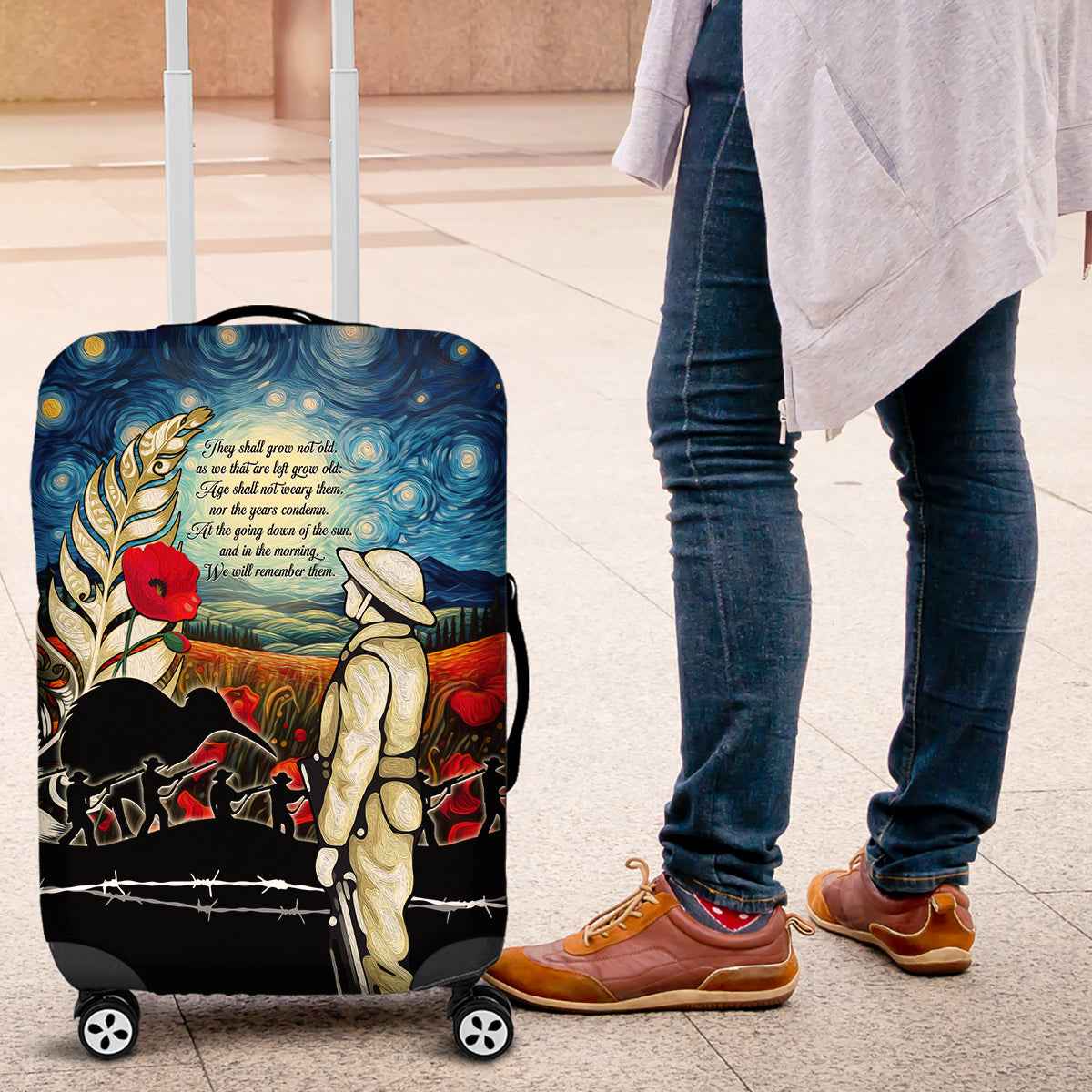 Kei Wareware Tatou New Zealand ANZAC Day Luggage Cover Starry Night Inspo Style LT05 Blue - Polynesian Pride