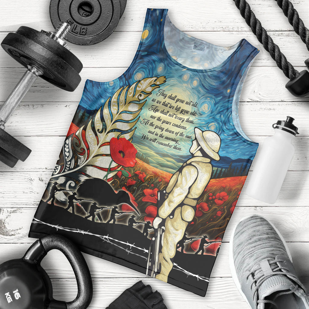 Kei Wareware Tatou New Zealand ANZAC Day Men Tank Top Starry Night Inspo Style LT05 - Polynesian Pride