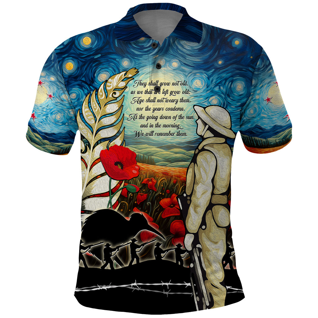 Kei Wareware Tatou New Zealand ANZAC Day Polo Shirt Starry Night Inspo Style LT05 Blue - Polynesian Pride