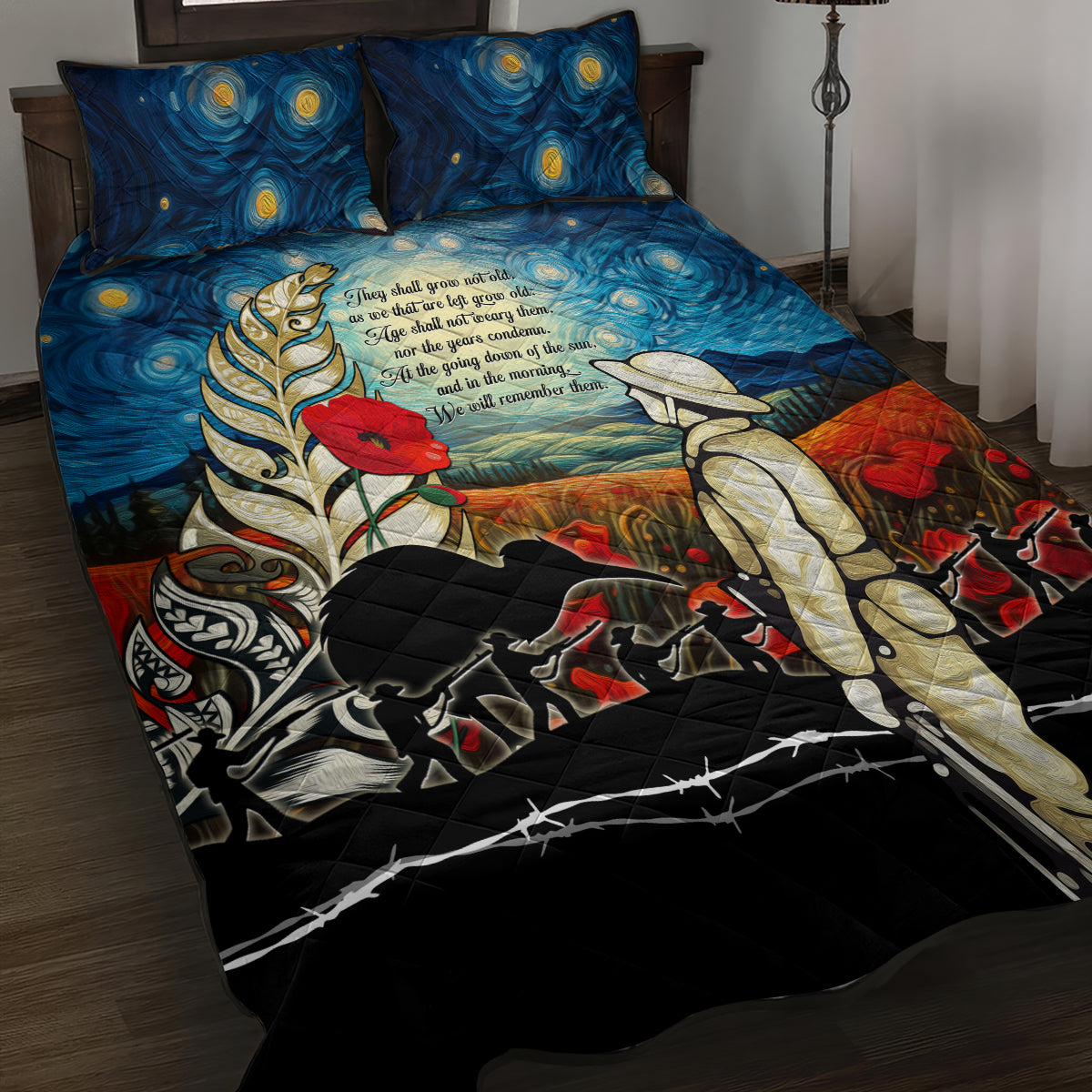 Kei Wareware Tatou New Zealand ANZAC Day Quilt Bed Set Starry Night Inspo Style