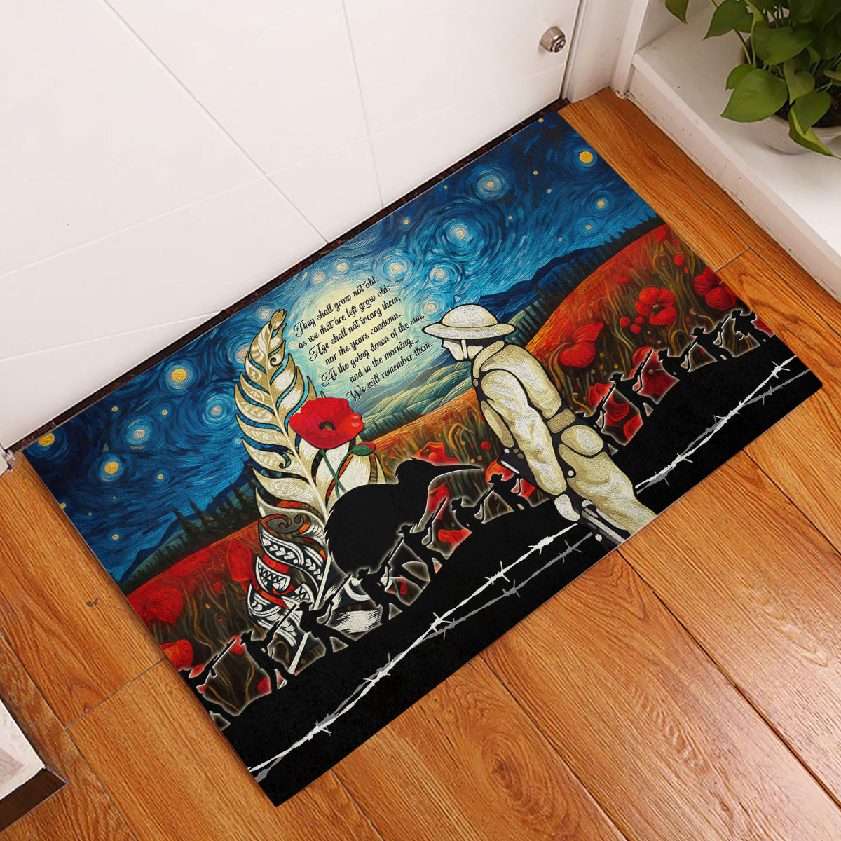 Kei Wareware Tatou New Zealand ANZAC Day Rubber Doormat Starry Night Inspo Style LT05 Blue - Polynesian Pride