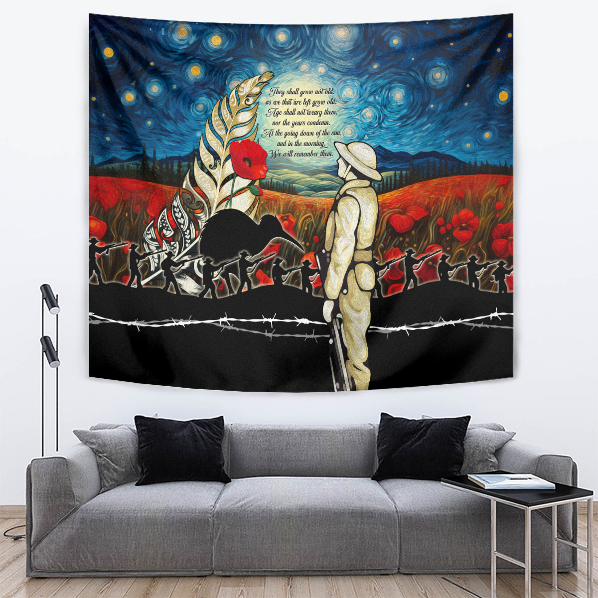 Kei Wareware Tatou New Zealand ANZAC Day Tapestry Starry Night Inspo Style LT05 Blue - Polynesian Pride