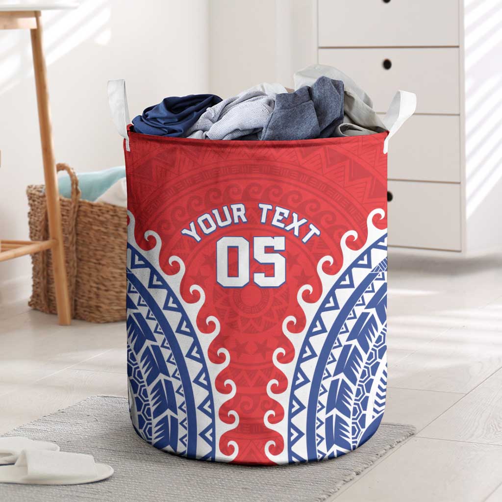 Custom Tuamotu Archipelago Laundry Basket Polynesian Tribal Tattoo LT05 Red - Polynesian Pride