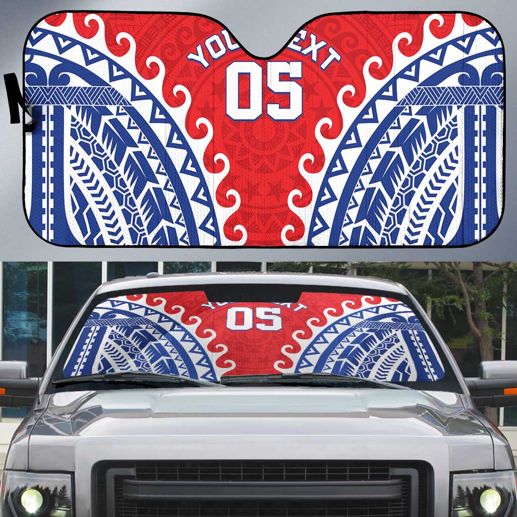 Custom Tuamotu Archipelago Auto Sun Shade Polynesian Tribal Tattoo LT05 Red - Polynesian Pride