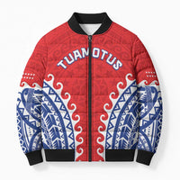 Custom Tuamotu Archipelago Bomber Puffer Jacket Polynesian Tribal Tattoo LT05 Unisex Red - Polynesian Pride