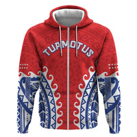 Custom Tuamotu Archipelago Hoodie Polynesian Tribal Tattoo LT05 Zip Hoodie Red - Polynesian Pride