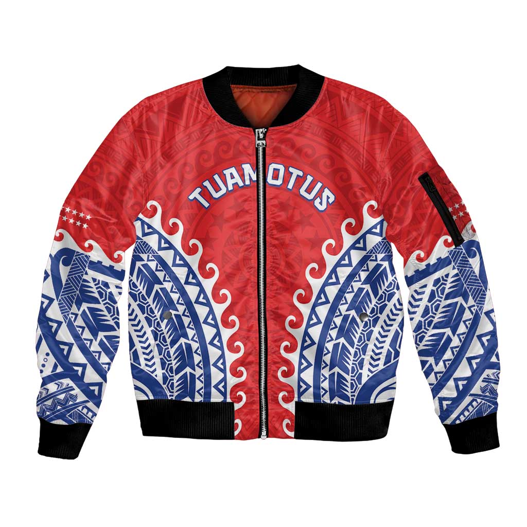 Custom Tuamotu Archipelago Sleeve Zip Bomber Jacket Polynesian Tribal Tattoo LT05 Unisex Red - Polynesian Pride