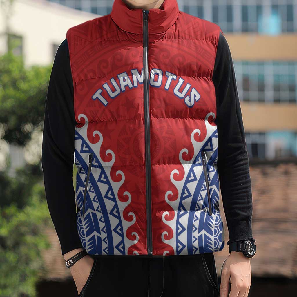Custom Tuamotu Archipelago Sleeveless Puffer Jacket Polynesian Tribal Tattoo LT05 - Polynesian Pride