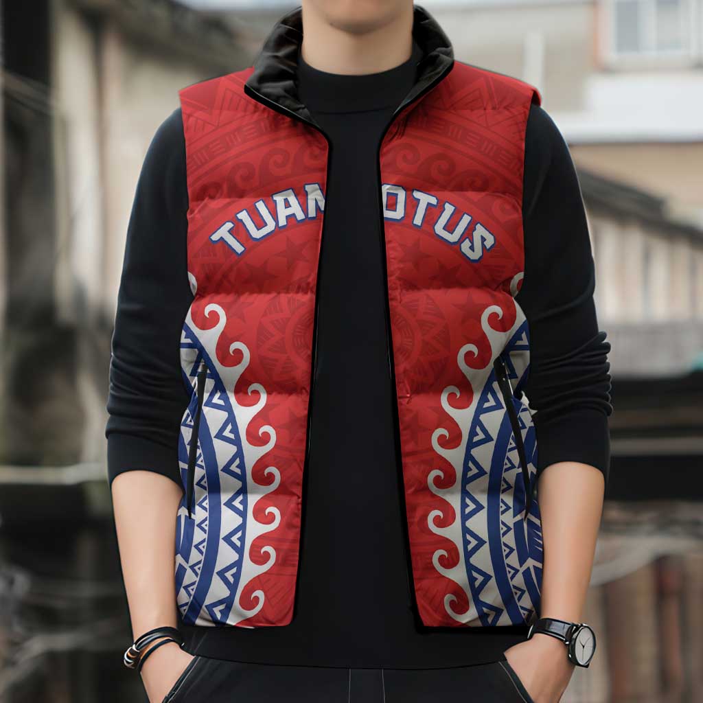 Custom Tuamotu Archipelago Sleeveless Puffer Jacket Polynesian Tribal Tattoo LT05 - Polynesian Pride
