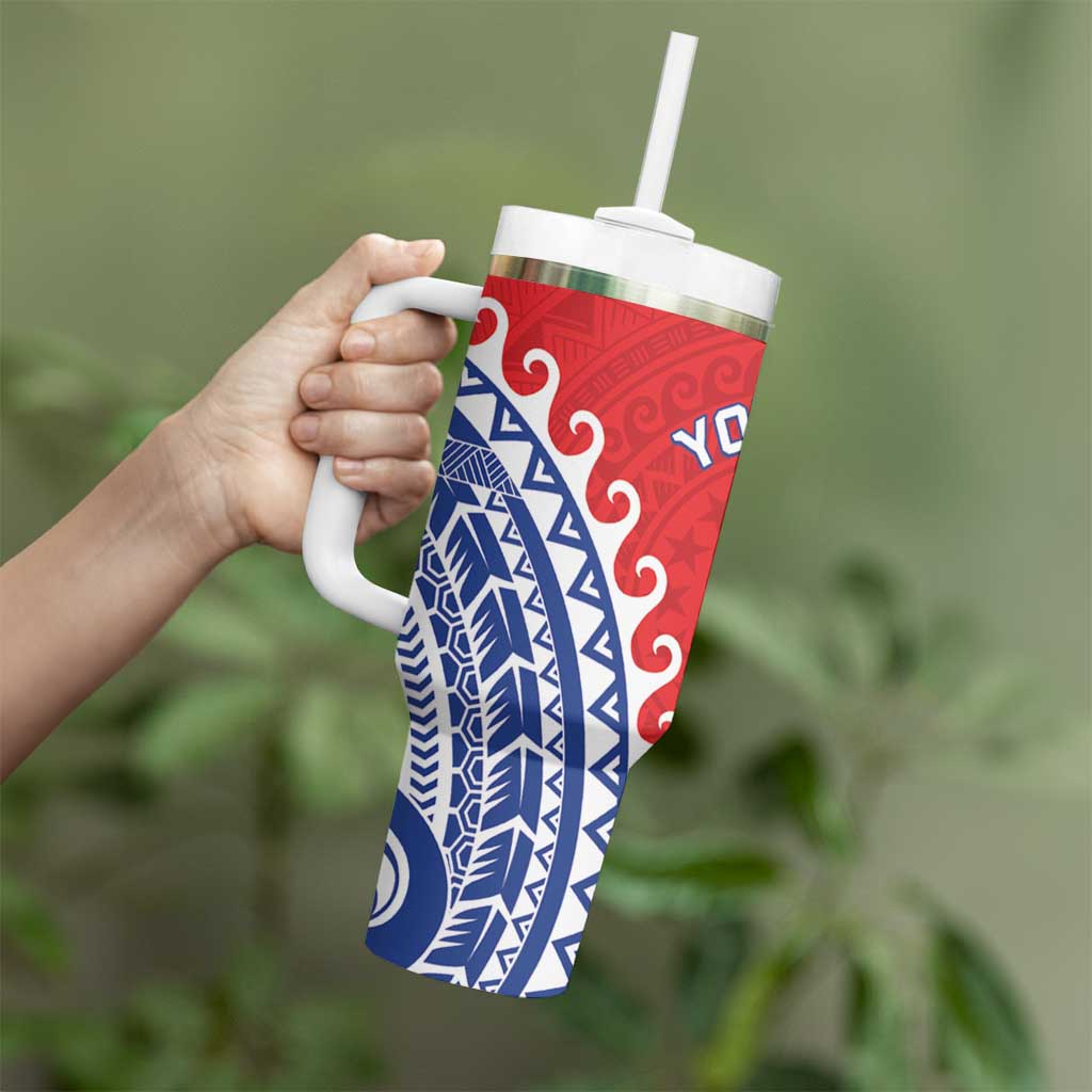 Custom Tuamotu Archipelago Tumbler With Handle Polynesian Tribal Tattoo LT05 - Polynesian Pride