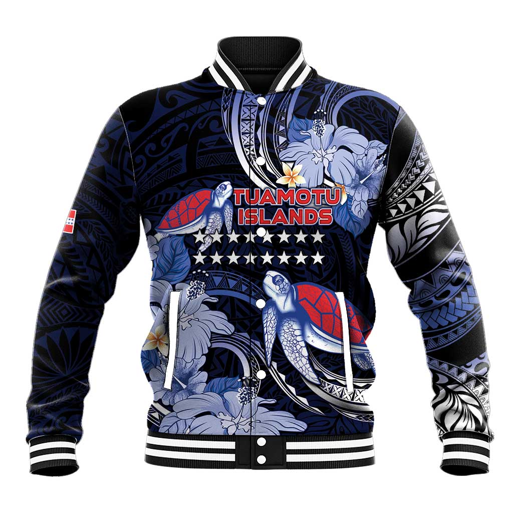 Tuamotu Islands Baseball Jacket Polynesian Pattern With Turtle LT05 Unisex Black - Polynesian Pride