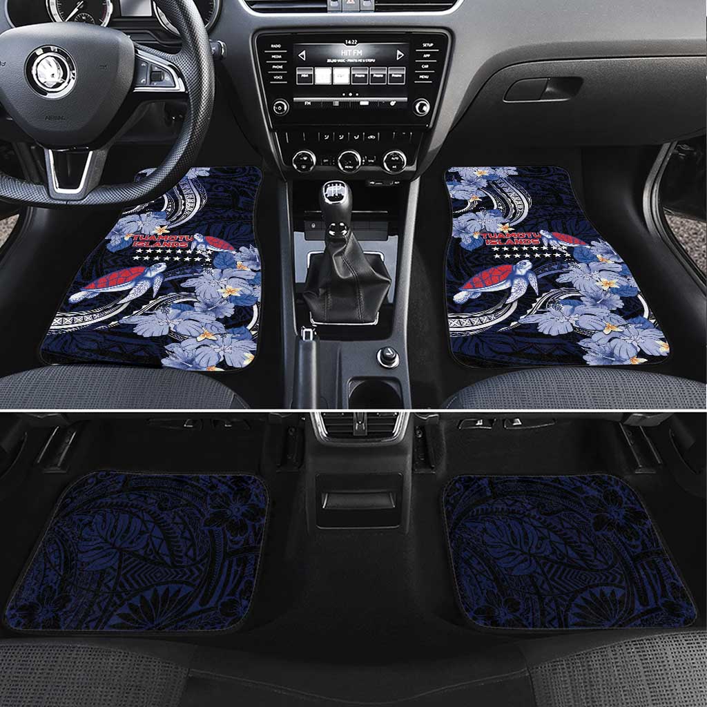 Tuamotu Islands Car Mats Polynesian Pattern With Turtle LT05 Set 4pcs Black - Polynesian Pride