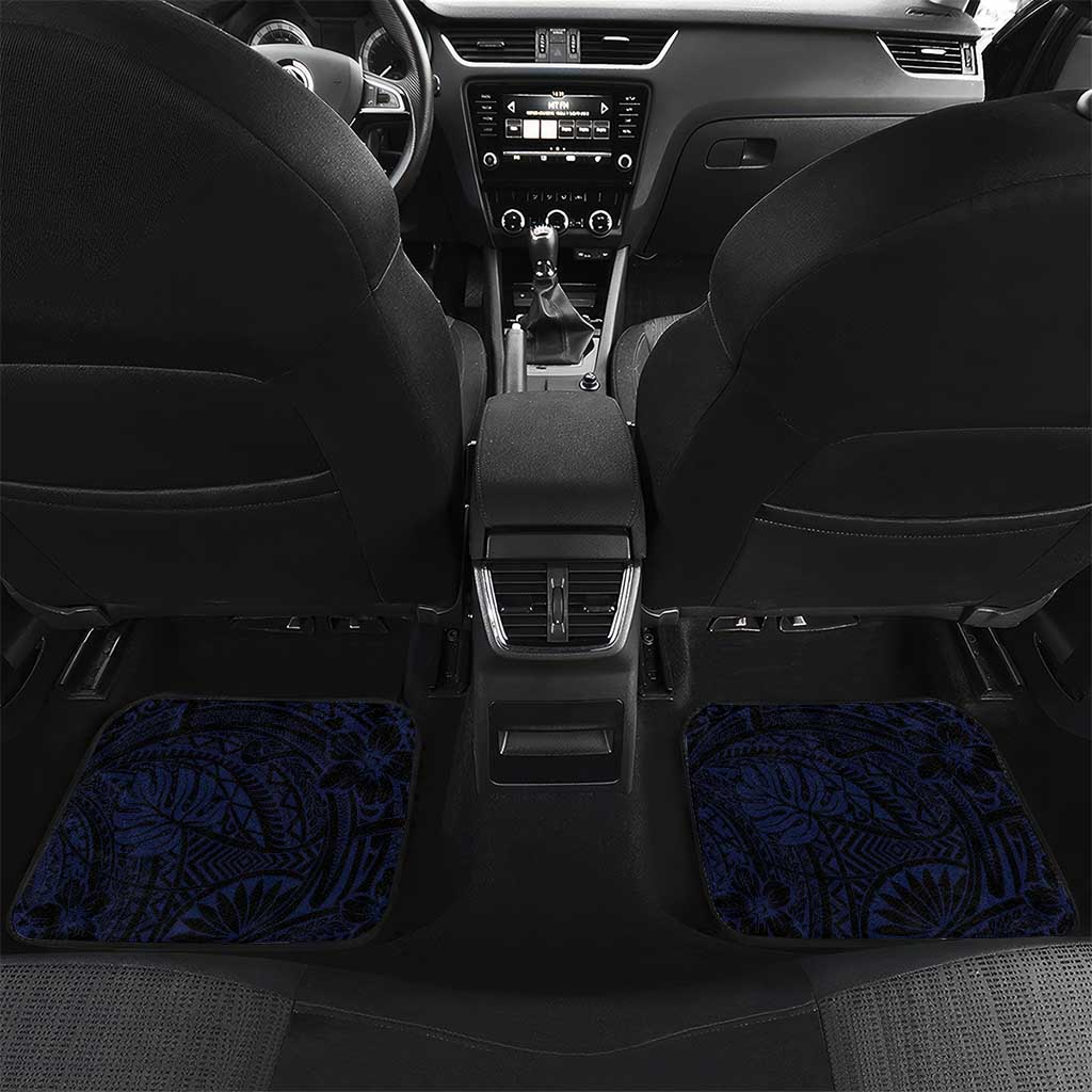 Tuamotu Islands Car Mats Polynesian Pattern With Turtle LT05 Set 2pcs - Back Black - Polynesian Pride