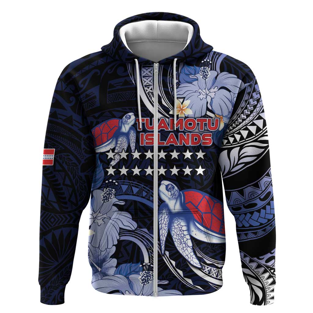 Tuamotu Islands Hoodie Polynesian Pattern With Turtle LT05 Zip Hoodie Black - Polynesian Pride