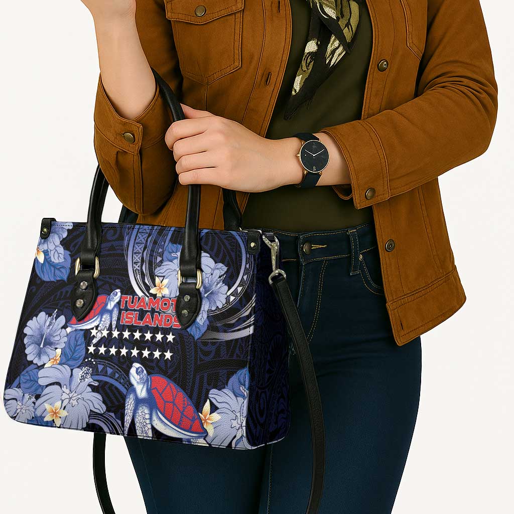 Tuamotu Islands Leather Bag Polynesian Pattern With Turtle LT05 - Polynesian Pride
