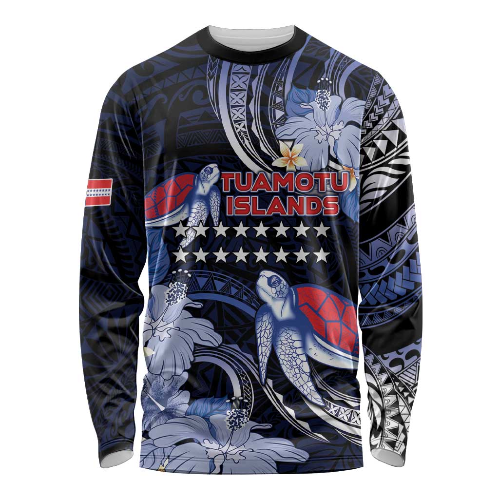 Tuamotu Islands Long Sleeve Shirt Polynesian Pattern With Turtle LT05 Unisex Black - Polynesian Pride