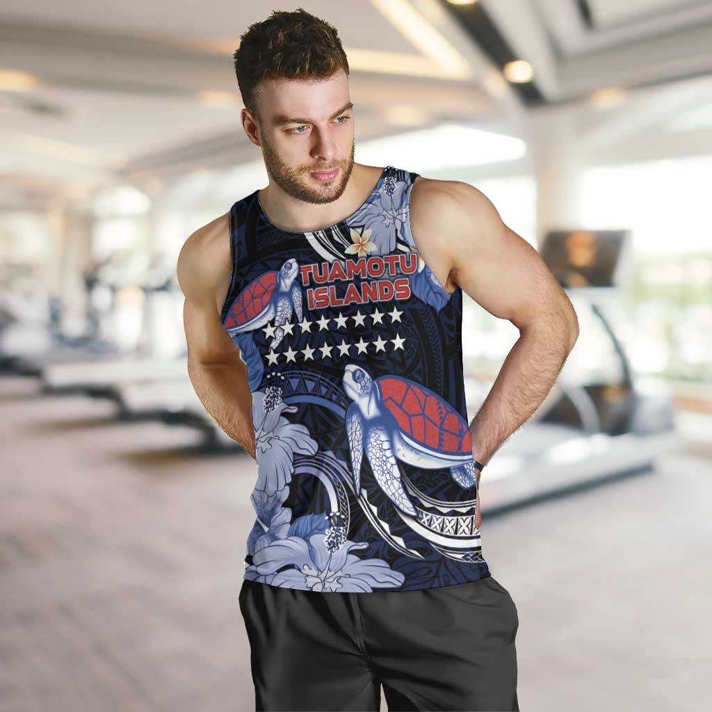 Tuamotu Islands Men Tank Top Polynesian Pattern With Turtle LT05 Black - Polynesian Pride