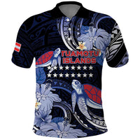 Tuamotu Islands Polo Shirt Polynesian Pattern With Turtle LT05 Black - Polynesian Pride