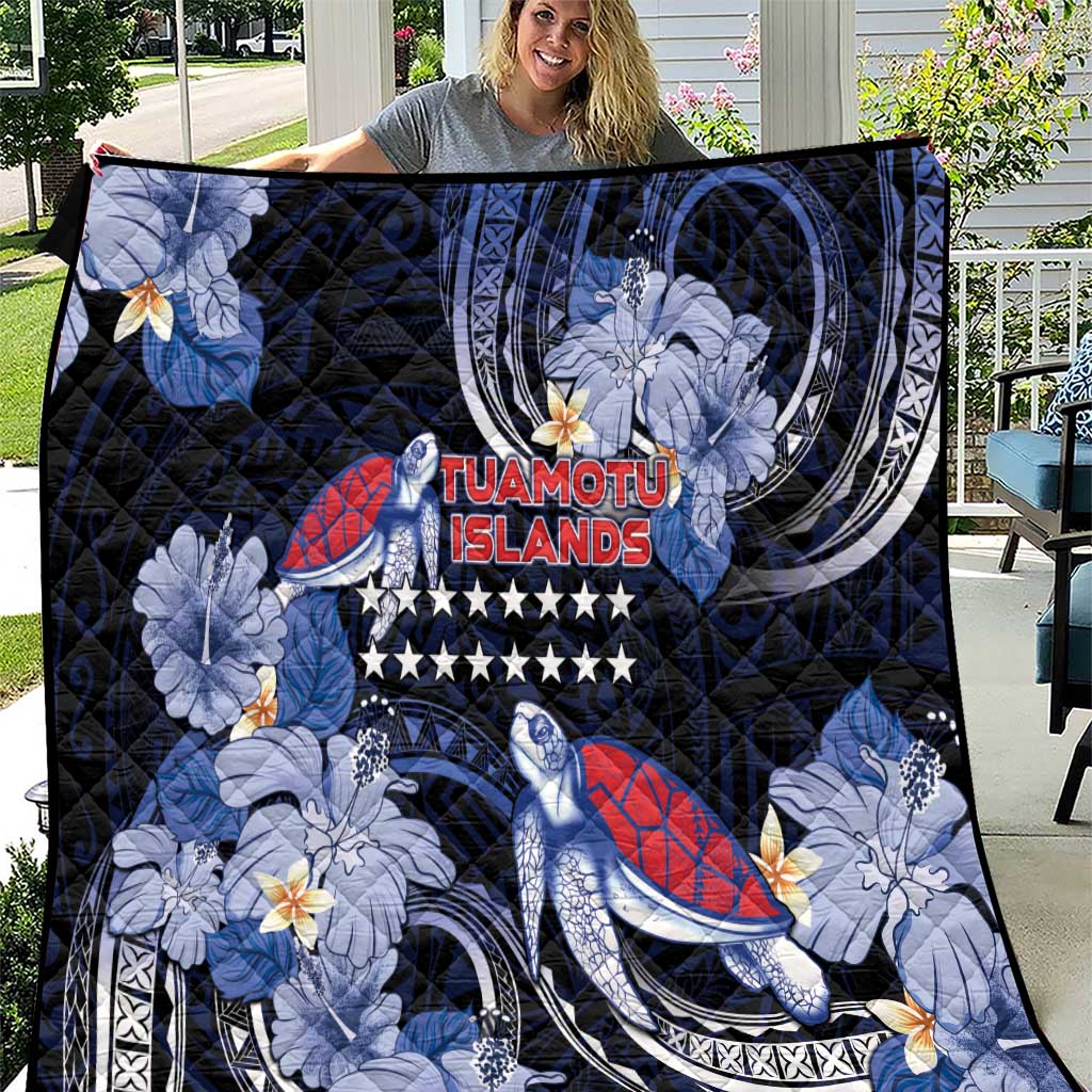 Tuamotu Islands Quilt Polynesian Pattern With Turtle LT05 Black - Polynesian Pride