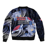 Tuamotu Islands Sleeve Zip Bomber Jacket Polynesian Pattern With Turtle LT05 - Polynesian Pride