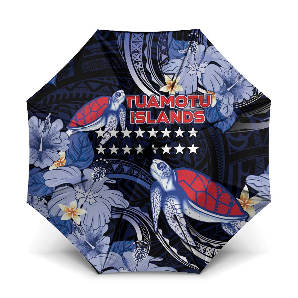 Tuamotu Islands Umbrella Polynesian Pattern With Turtle LT05 One Size Folded 11.42 inch Opened Diameter 37.4 inch Black - Polynesian Pride