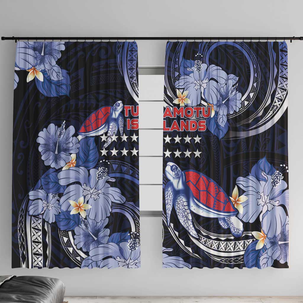 Tuamotu Islands Window Curtain Polynesian Pattern With Turtle LT05 With Hooks Black - Polynesian Pride