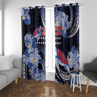 Tuamotu Islands Window Curtain Polynesian Pattern With Turtle LT05 With Grommets Black - Polynesian Pride