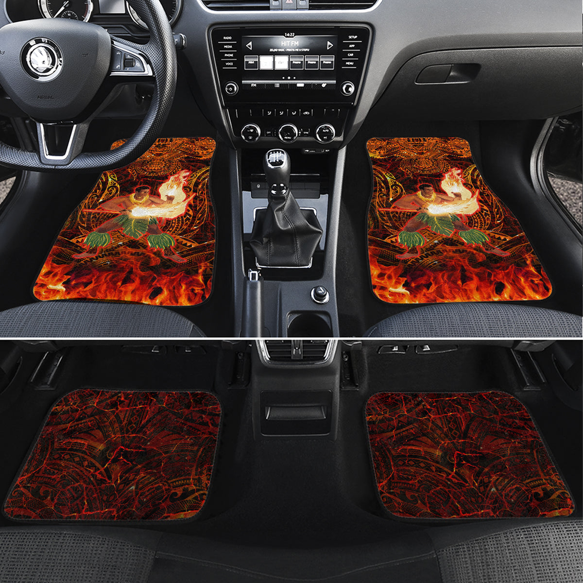 Samoa Siva Afi Festival Car Mats Fire Knife Dancing LT05 Set 4pcs Green - Polynesian Pride