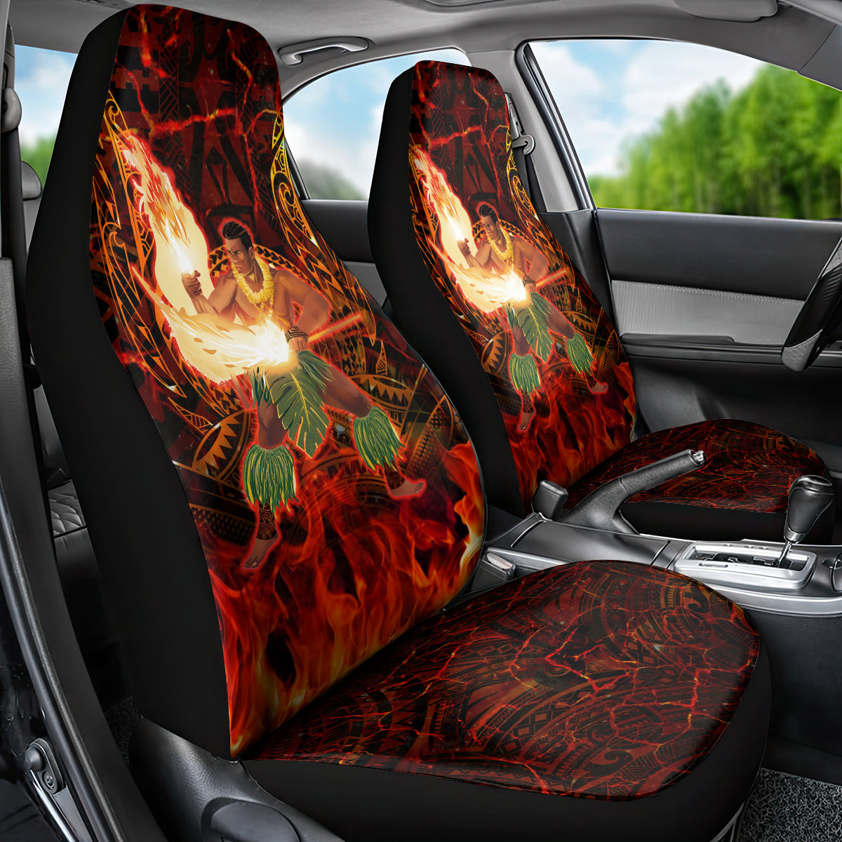 Samoa Siva Afi Festival Car Seat Cover Fire Knife Dancing LT05 - Polynesian Pride